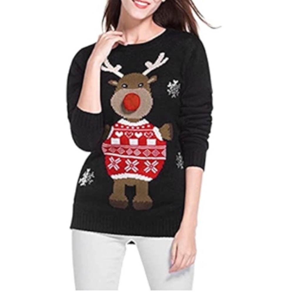 Daisys Boutique Black Reindeer Sweater